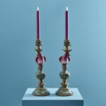 SET OF 2 PARROT CANDLE HOLDERS PINK-GREEN