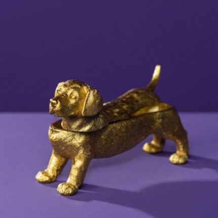DECORATIVE BOX DOG DACHSHUND GOLD