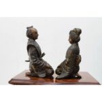 PAIR BRONZE JAPANESSE STATUES