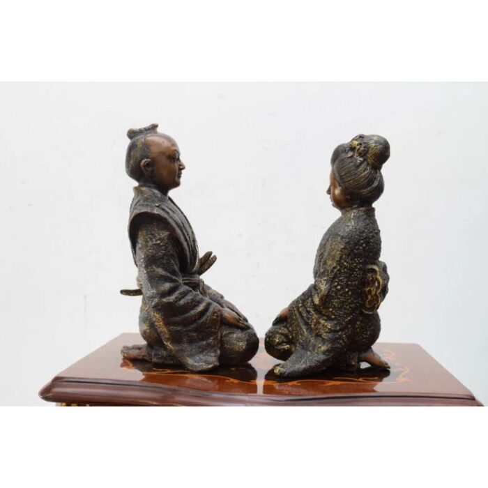 PAIR BRONZE JAPANESSE STATUES