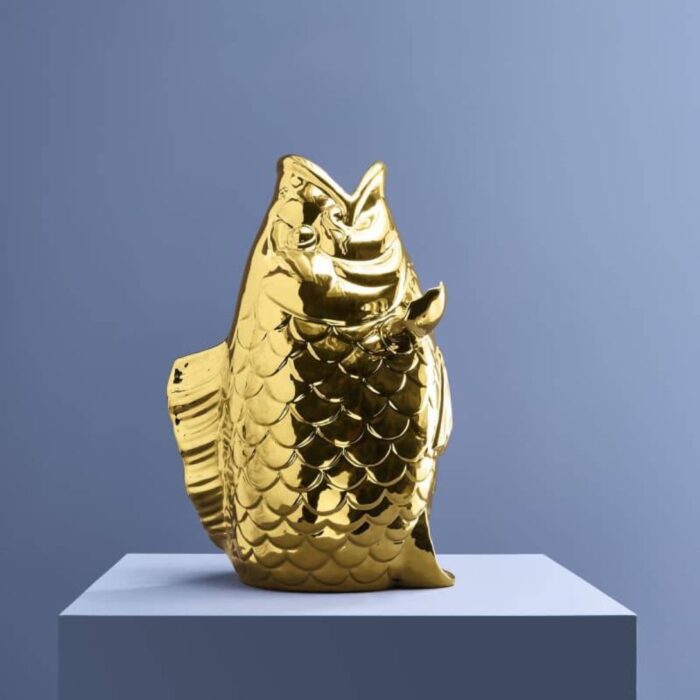 XXL VASE FISH BLUBB GLOSSY GOLD