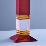 CANDLE HOLDER FANCY CRYSTAL MULTICOLORED SQUARE GLASS