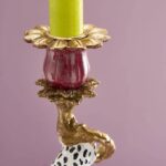 SET OF 2 CANDLEHOLDERS LEOPARD HAND-PAINTED