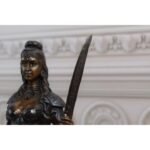 WARRIOR AMAZON GODDESS WITH TIGER BRONZE STATUE