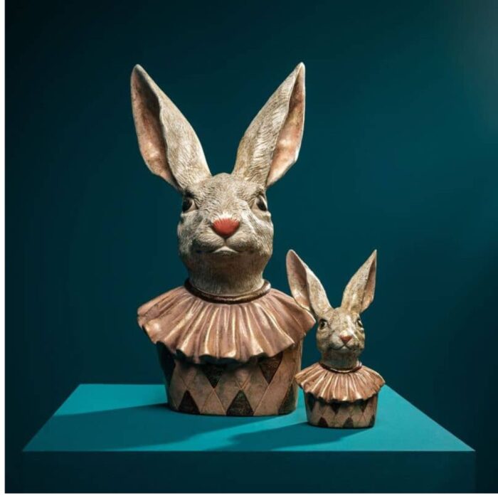DECORATIVE FIGURINE RABBIT HEINZ APRICOT-CREME-GOLD