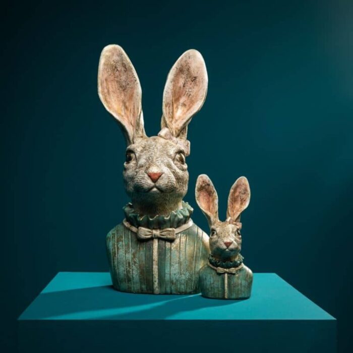DECORATIVE FIGURINE RABBIT HEIDI TURQUOISE-CREAM-GOLD