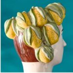 SICILIAN FEMALE BUST DECORATIVE VASE LADY LEMON YELLOW-GREEN HAND-PAINTED