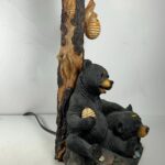 VINTAGE RUSTIC RESIN BLACK BEAR EATING HONEY TABLE