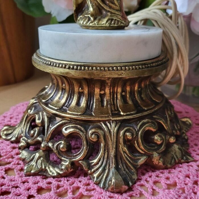 VINTAGE ART NOUVEAU RENAISSANCE LADY GODDESS LAMP BRASS