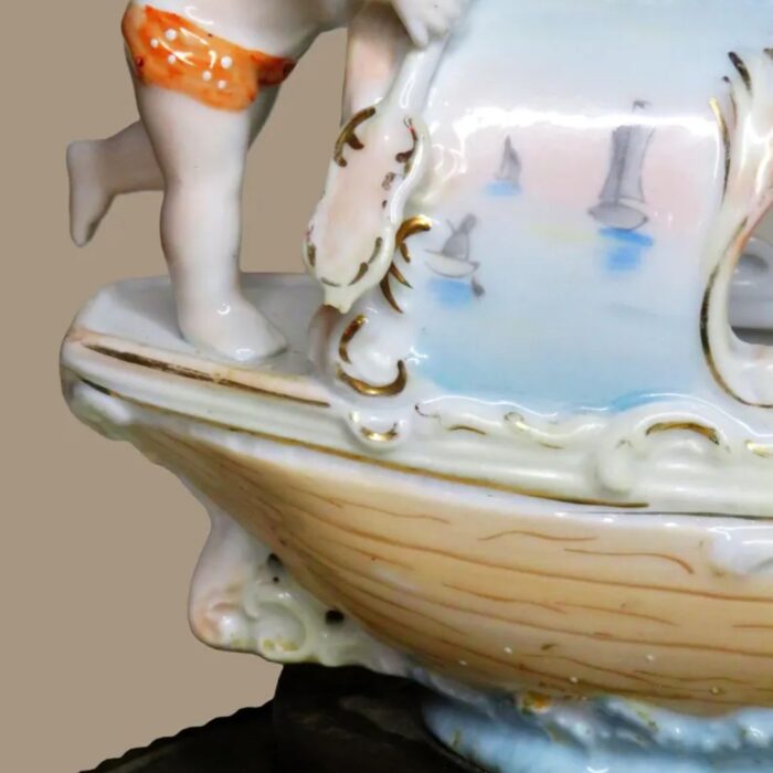 UNIQUE 1920 LAMP BAVARIAN PORCELAIN FIGURINE OF CHERUB
