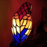 RED PARROT TIFFANY STYLE GLASS CANDLESTICK LAMP