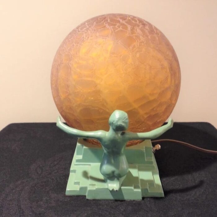FRANKART ART DECO EMBRACING NYMPHS ACCENT LAMP