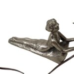 VINTAGE ART DECO FIGURAL LADY LAMP AND SHADE SIGNED CHANDLER