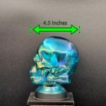 IRIDESCENT BLUE GLASS SKULL LIGHT COVER WITH CUSTOM 3D PRINTED BASE
