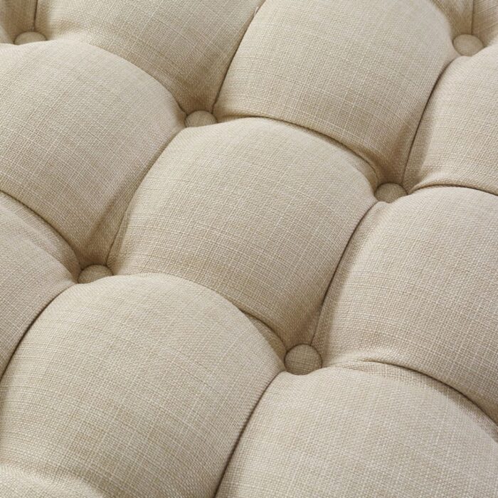 TUFTED ROUND LEATHER OTTOMAN SET OF TWO