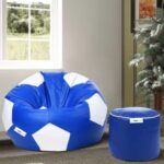 SET OF FOOTBALL BEAN BAG WITH STOOL