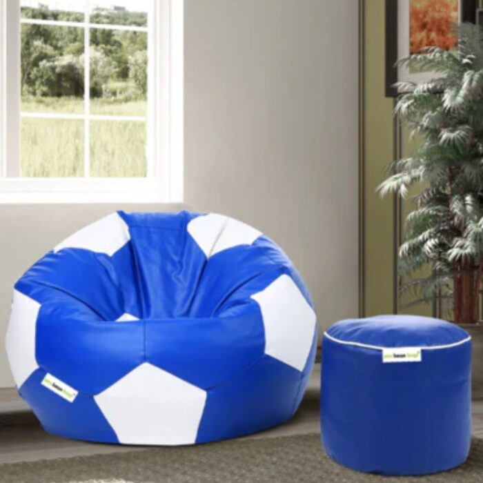 SET OF FOOTBALL BEAN BAG WITH STOOL