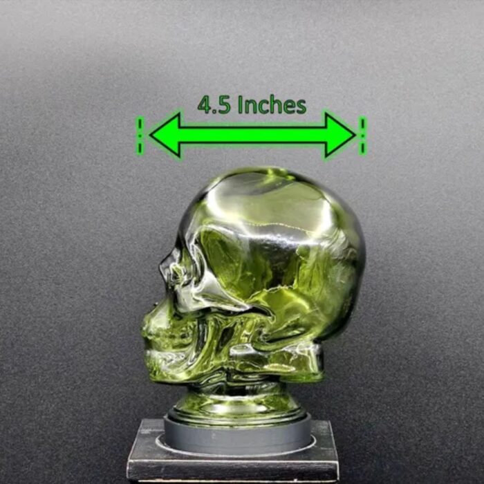 GREEN GLASS SKULL LIGHT COVER WITH CUSTOM 3D PRINTED BASE