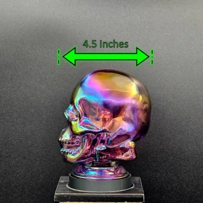 IRIDESCENT PURPLE GLASS SKULL LIGHT COVER WITH CUSTOM 3D PRINTED BASE