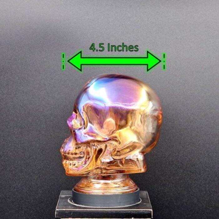 IRIDESCENT AMBER GLASS SKULL LIGHT COVER WITH CUSTOM 3D PRINTED BASE