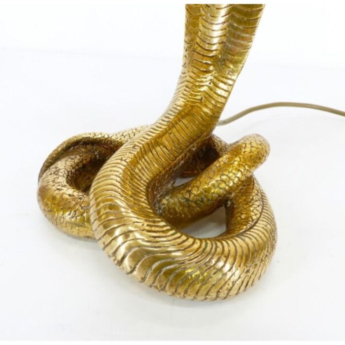 HOLLYWOOD REGENCY 1970S SOLID GOLD BRASS COBRA LAMP