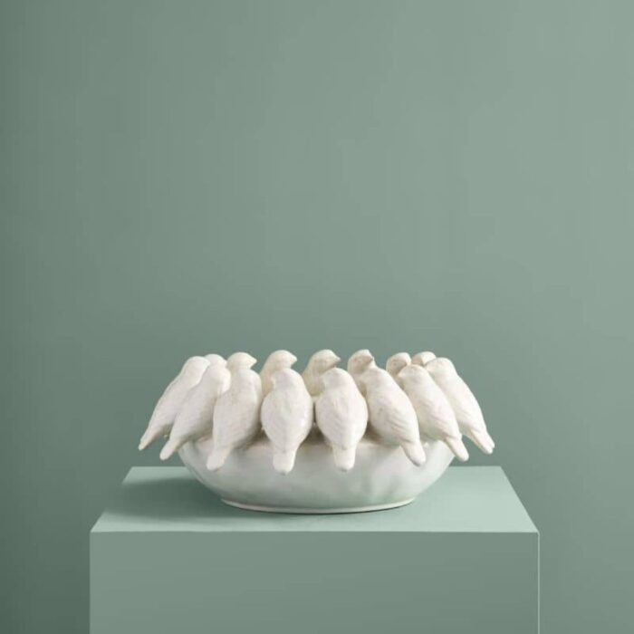 BOWL WITH BIRDS WHITE