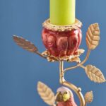 CANDLEHOLDER PARROT RED-GOLD