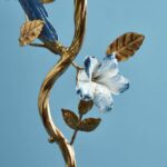 CANDLEHOLDER PARROT BLUE-WHITE