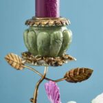 CANDLEHOLDER PARROT GREEN-GOLD