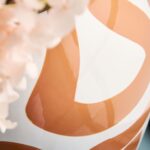 VASE MANDARINO ABSTRACT ART ORANGE-WHITE HAND-PAINTED