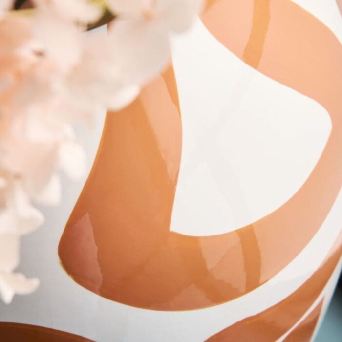 VASE MANDARINO ABSTRACT ART ORANGE-WHITE HAND-PAINTED