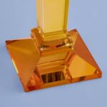 CANDLE HOLDER FANCY CRYSTAL 5-FLAME GLASS YELLOW