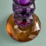 CANDLE HOLDER FANCY CRYSTAL MAGENTA ROUND GLASS