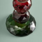 CANDLE HOLDER FANCY CRYSTAL RED ROUND GLASS
