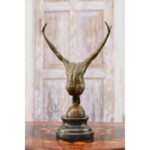SWIMMER BRONZE STATUE ON MARBLE BASE - MAN ACT DIVER BRONZE SCULPTURE