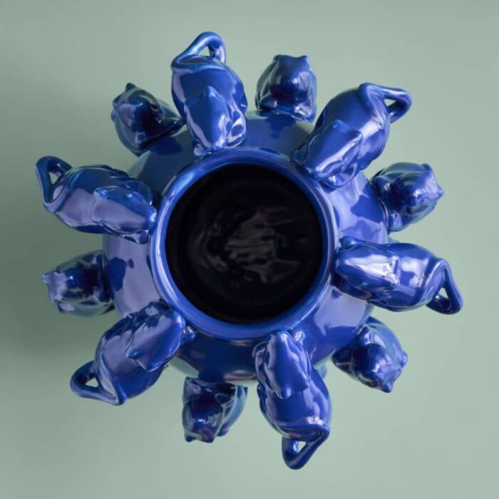 VASE WITH MICE MOUSE BLUE
