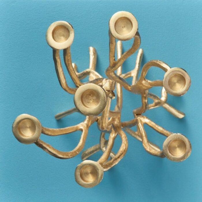 CANDLESTICK ROOTS GOLD ALUMINUM HANDMADE