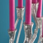 CANDLESTICK ROOTS SILVER ALUMINUM HANDMADE