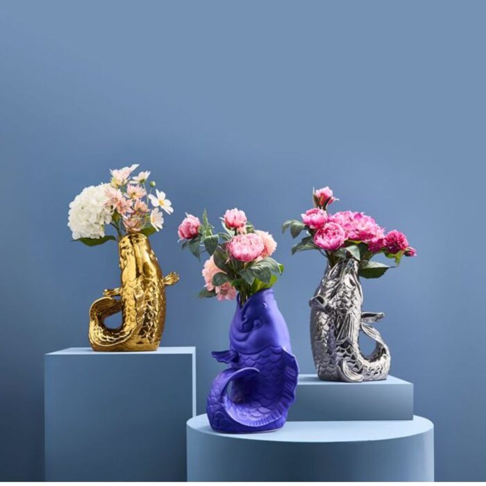 XXL VASE FISH BLUBB SILVER