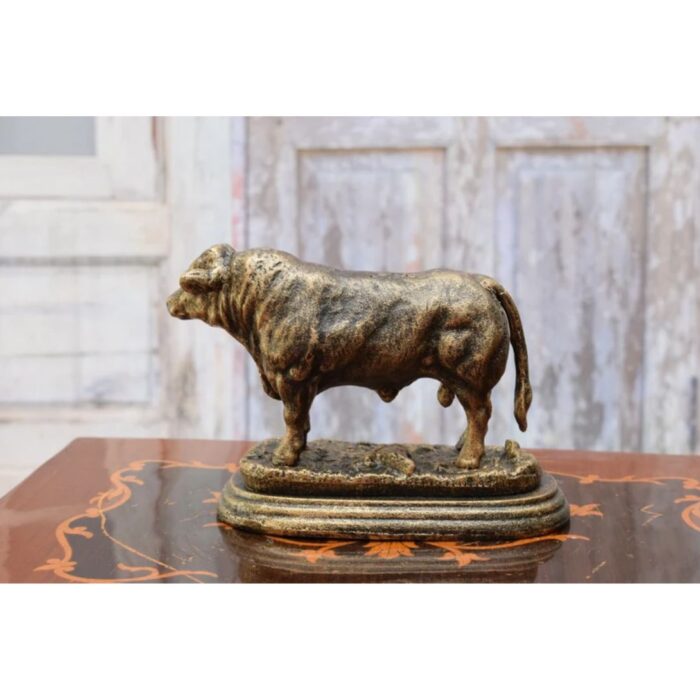 COW BULL CAST IRON SCULPTURE FIGURE