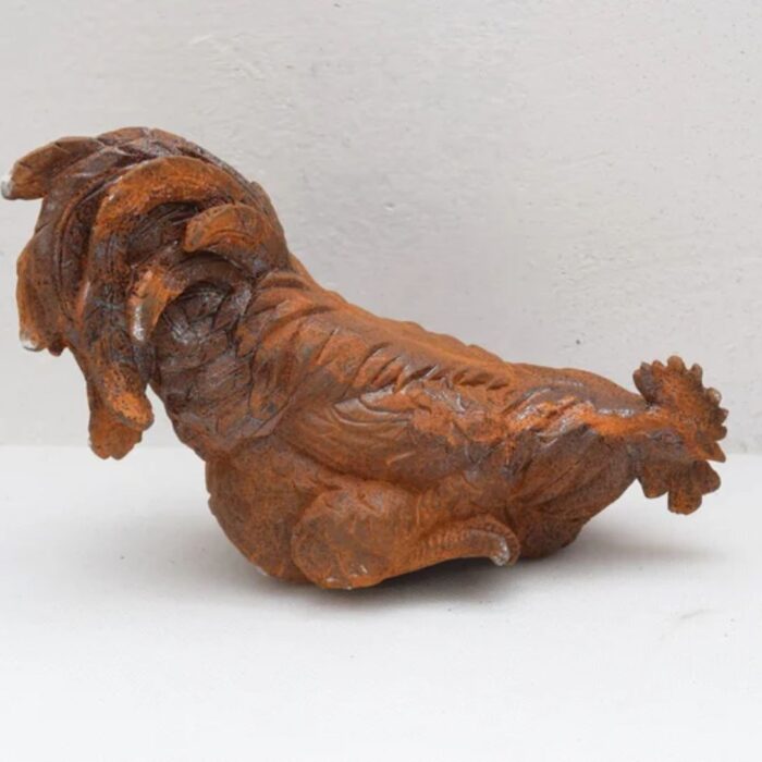 CAST IRON ROOSTER FARM ANIMAL SCULPTURE
