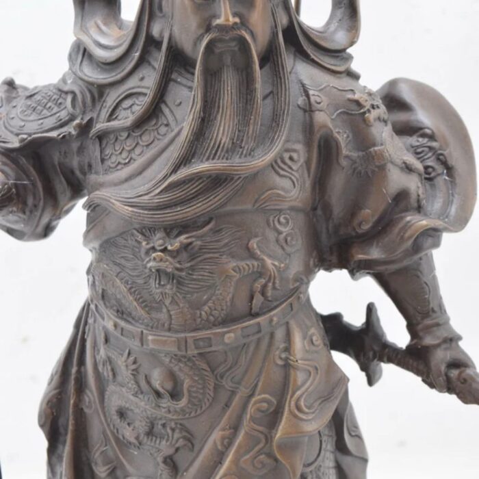REALISTIC GENERAL GUAN YU CHINESE GOD OF WAR BRONZE SCULPTURE