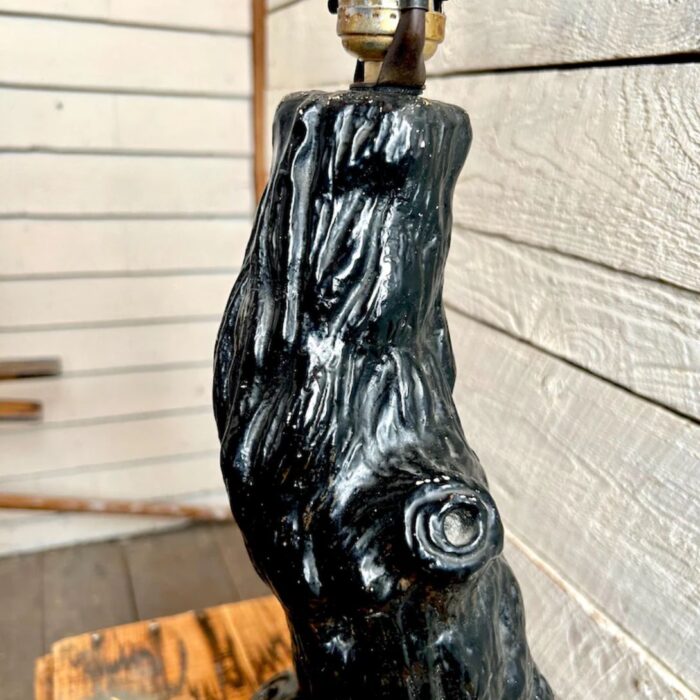 MID CENTURY BLACK CERAMIC LAMP
