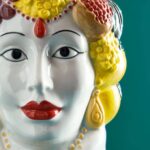 SICILIAN FEMALE BUST DECORATIVE VASE ISABETTA COLOURFUL HAND-PAINTED