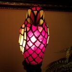 RED PARROT TIFFANY STYLE GLASS CANDLESTICK LAMP