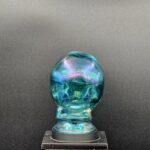 IRIDESCENT BLUE GLASS SKULL LIGHT COVER WITH CUSTOM 3D PRINTED BASE