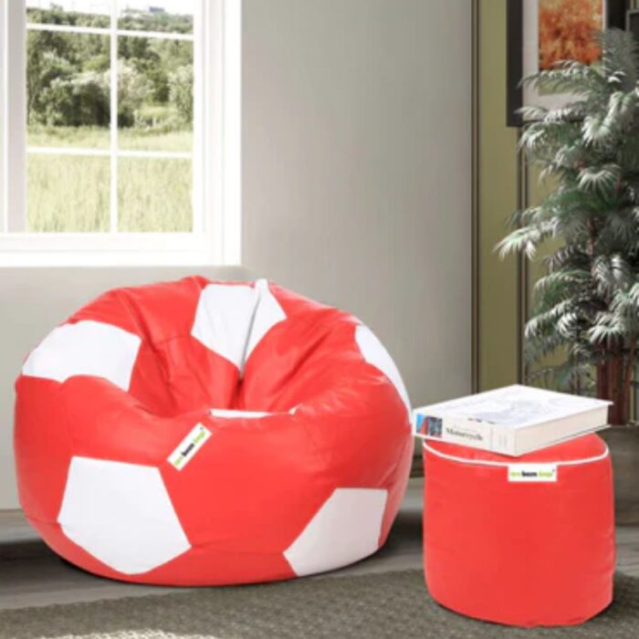 SET OF FOOTBALL BEAN BAG WITH STOOL