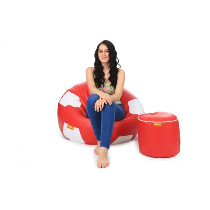 THE KICKBACK FOOTBALL BEAN BAG WITH FREE FOOT STOOL