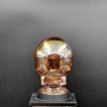 IRIDESCENT AMBER GLASS SKULL LIGHT COVER WITH CUSTOM 3D PRINTED BASE