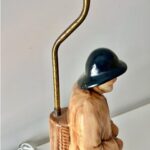 NAUTICAL SEA CAPTAIN FISHERMAN CERAMIC AND BRASS TABLE LAMP